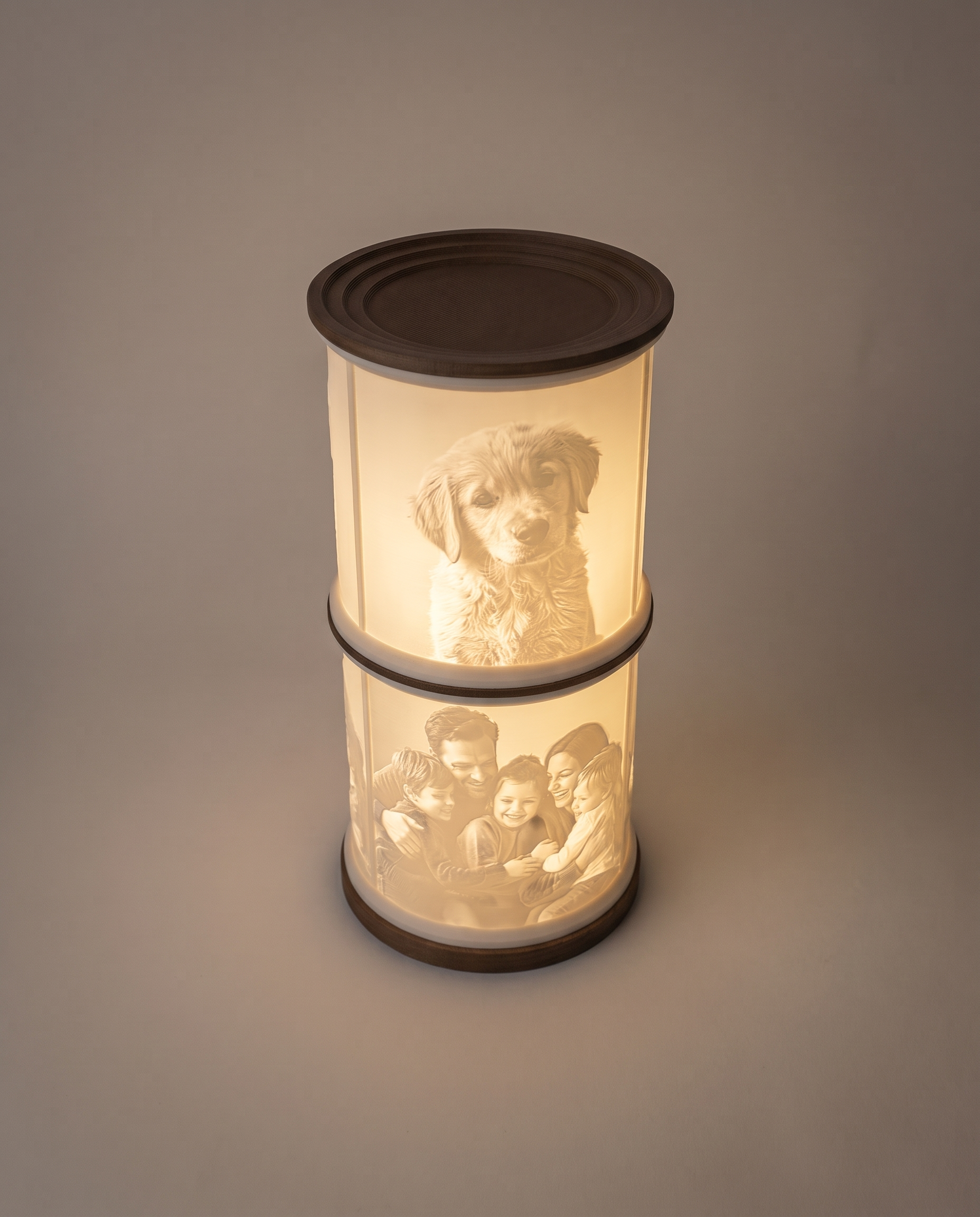 Lithophanie-Lampe Doppelt – Deckelansicht von oben