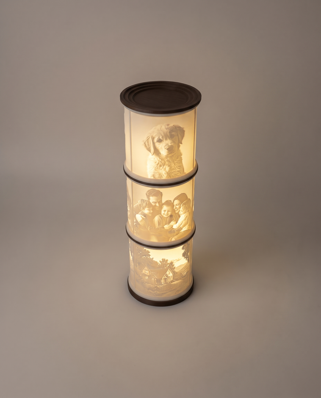 Lithophanie-Lampe Dreifach – Deckelansicht von oben