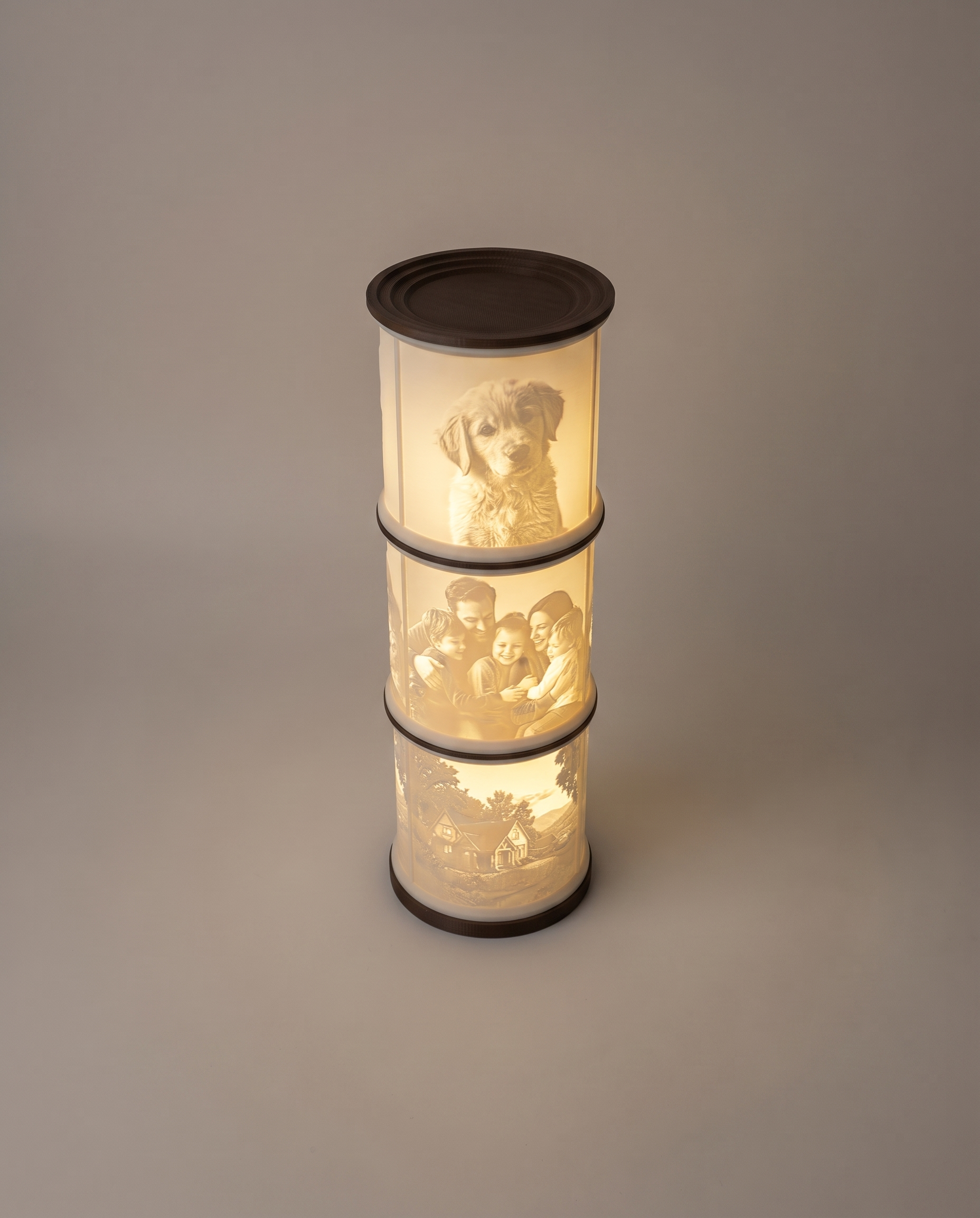 Lithophanie-Lampe Dreifach – Deckelansicht von oben