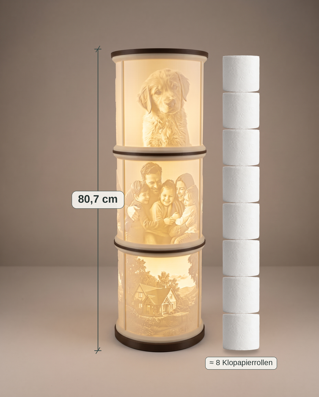 Lithophanie-Lampe Dreifach