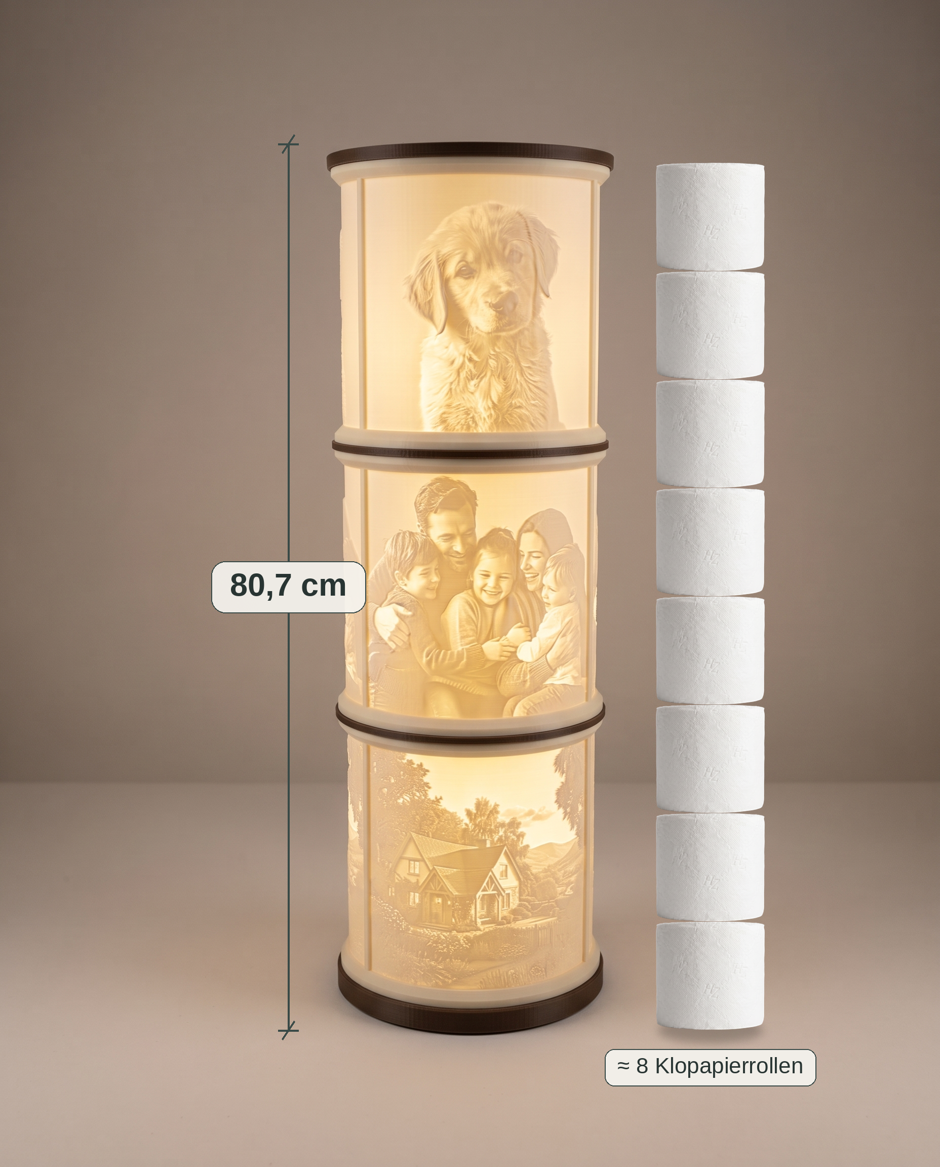 Lithophanie-Lampe Dreifach
