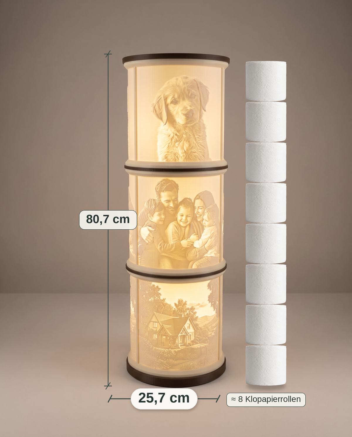 Lithophanie-Lampe Dreifach