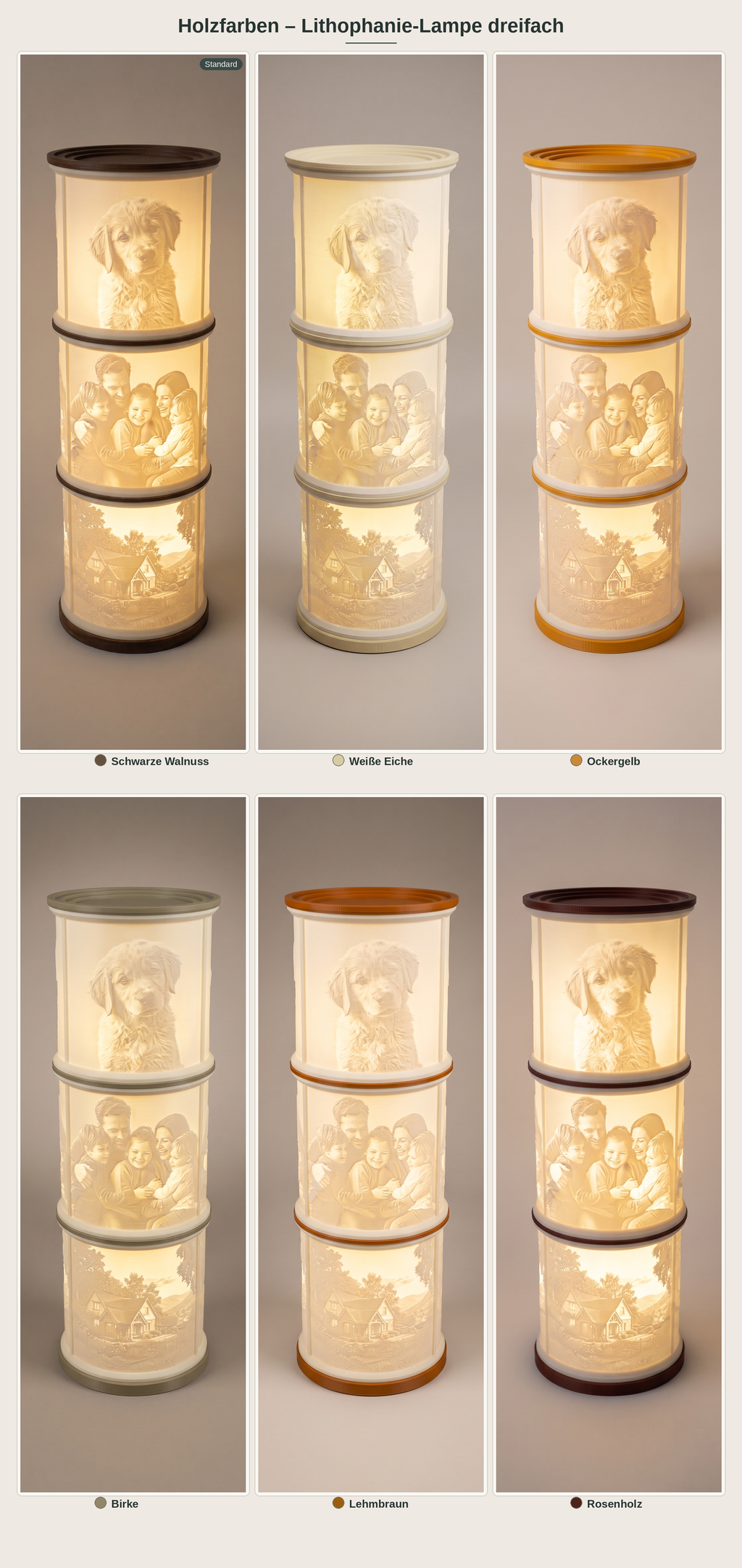 Lithophanie-Lampe Dreifach