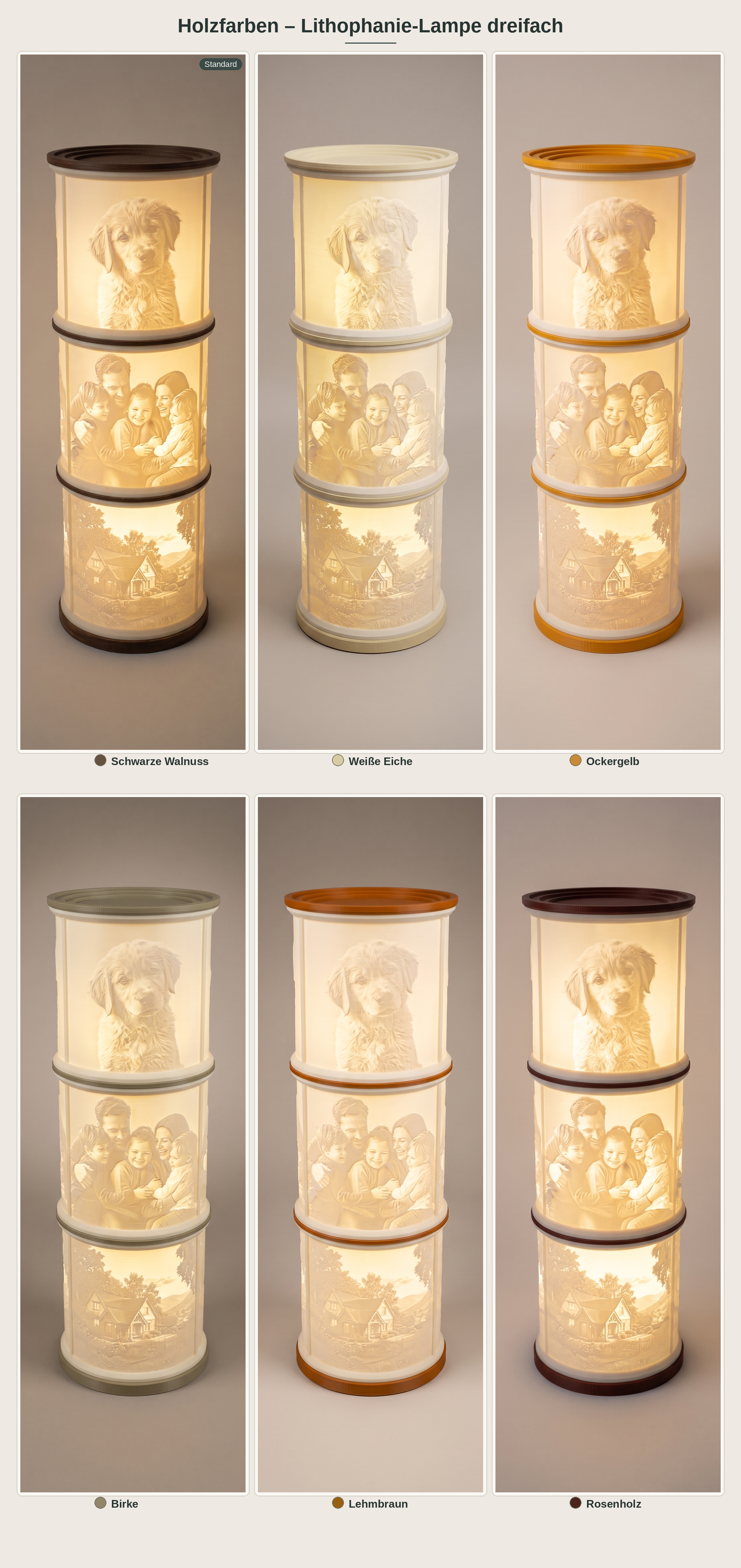 Lithophanie-Lampe Dreifach